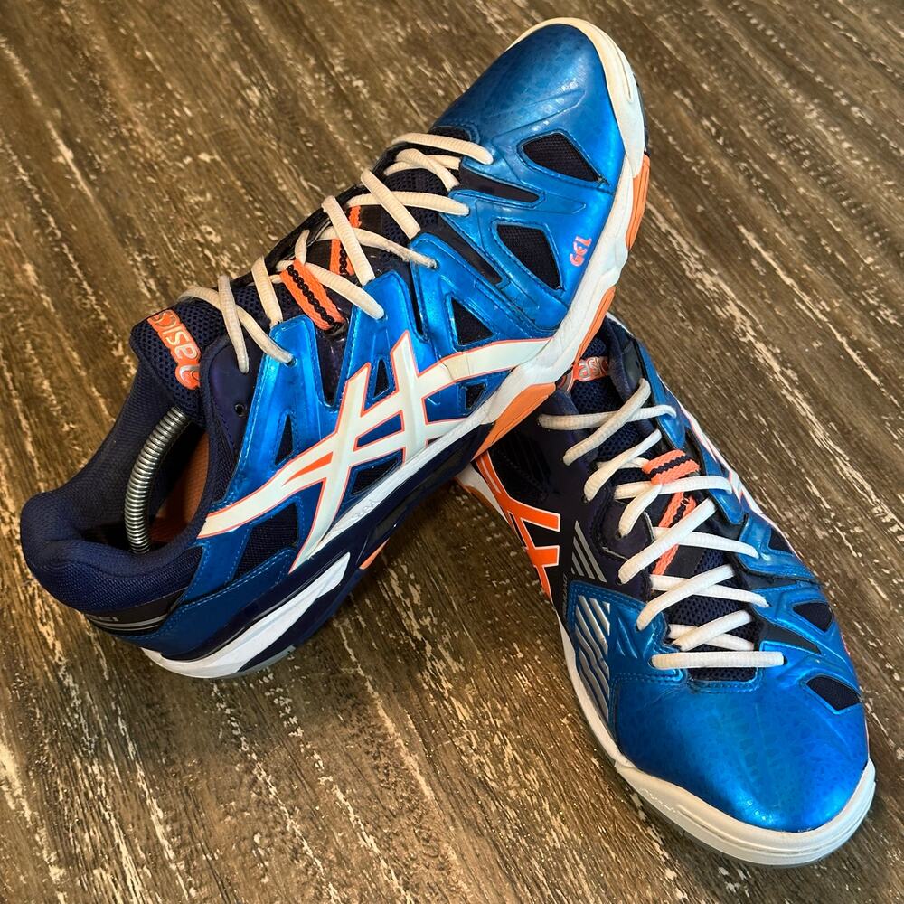 ASICS Gel-Sensei 5 B402Y Mens Indoor Court Sneakers Shoes Blue Orange Size 11